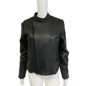 CLUB MONACO Black 100% Lamb Leather Classic Leather Motorcycle Jacket L